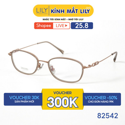 Gọng kính mắt Oval nam nữ LILYEYEWEAR chất liệu nhựa phối càng Titan cao cấp kiểu dáng hiện đại màu sắc thời trang 82542