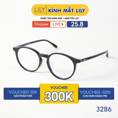 Gọng kính mắt tròn nam nữ LILYEYEWEAR chất liệu nhựa phối càng Titanium cao cấp, kiểu dáng và màu sắc thời trang 3286