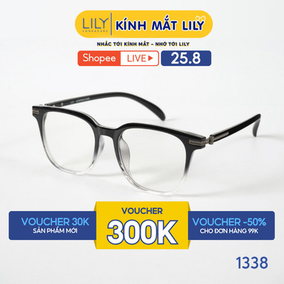 Gọng kính mắt vuông nam nữ LILYEYEWEAR chất liệu nhựa cứng cao cấp chắc chắn, hiện đại kiểu dáng thời trang 1338
