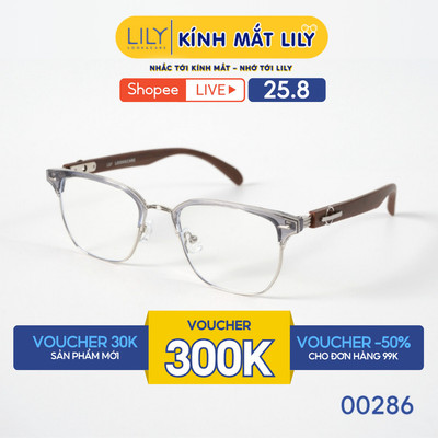 Gọng kính mắt vuông bo góc nam nữ LILYEYEWEAR chất liệu nhựa pha kim loại cao cấp chắc chắn thời trang 00286