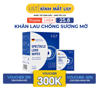 Khăn lau kính chống sương mờ LILYEYEWEAR với chất liệu sợi cao cấp giúp làm sạch đồng thời chống bám hơi nước