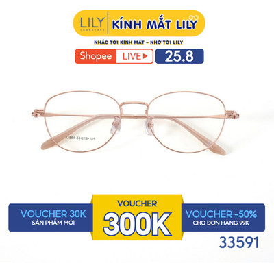Gọng kính mắt Oval nam nữ LILYEYEWEAR chất liệu kim loại cao cấp kiểu dáng hiện đại màu sắc thời trang hiện đại 33591