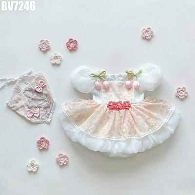 Set Váy Bí Hoa Nổi Màu Kem Kèm Băng Đô Cho Bé Gái Sơ Sinh 1 2 Tuổi MINTSCLOSET - GS1483
