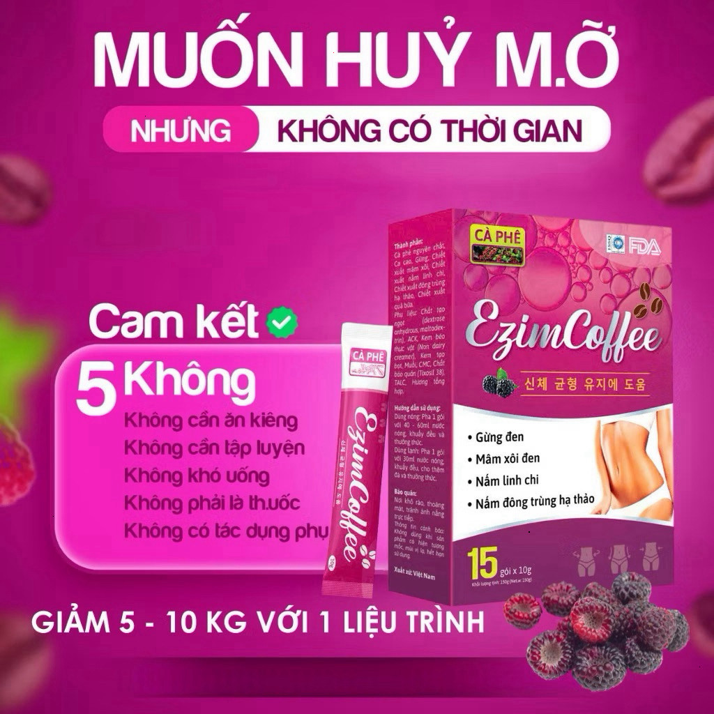 [RẺ VÔ ĐỊCH Chính Hãng] Cà Phê giảm cân Ezim Coffee Mộc Tâm Hộp 15 Gói ✅ Cà phê Ezym giữ dáng giảm c