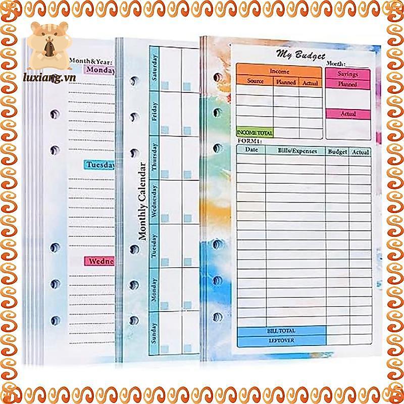 [luxiang.vn] 82 Tờ A6 Lập Kế Hoạch Ngân Sách Đổ Lại Notepad Planner Notepad 6 Lỗ Cho Vỏ Chất Kết Dín