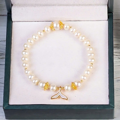 Vòng Tay Ngọc Trai 6ly Nhỏ Charm Đuôi Cá Xinh Xắn, Trẻ Trung - Ngọc Trai Trường Thịnh