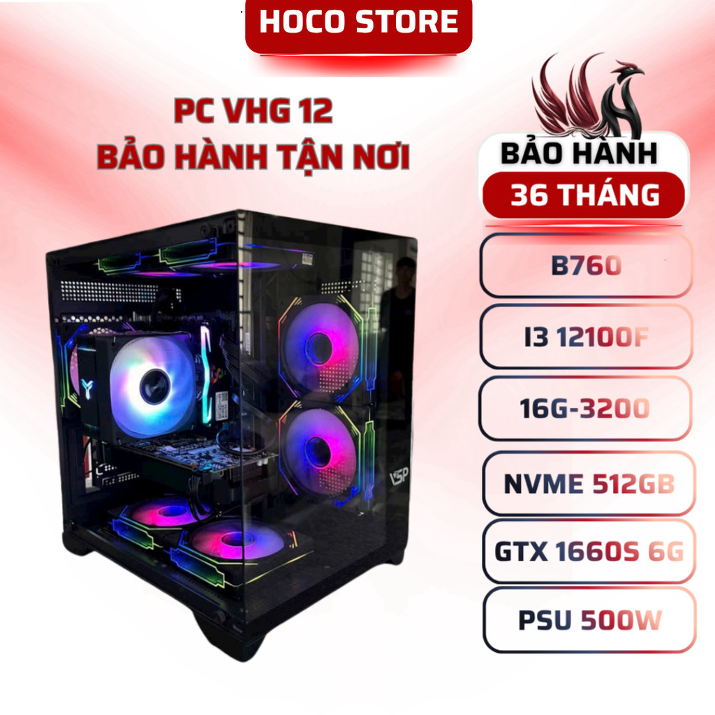Máy Tính PC Gaming HOCOG12 i3-12100F GTX 1660 Super 6GB 16GB 512GB | HOCO STORE