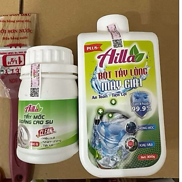 COMBO Siêu tẩy lồng máy giặt Ailla 300G + tẩy gioăng cao su Ailla 100G cho máy giặt, tủ lạnh