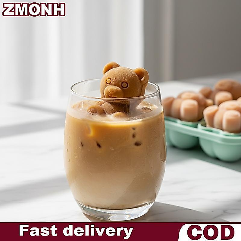 Zmo Bear-shaped Ice Cube Khuôn Silicone Ice Tray Bear-shaped Cà Phê/trà sữa Ice khuôn