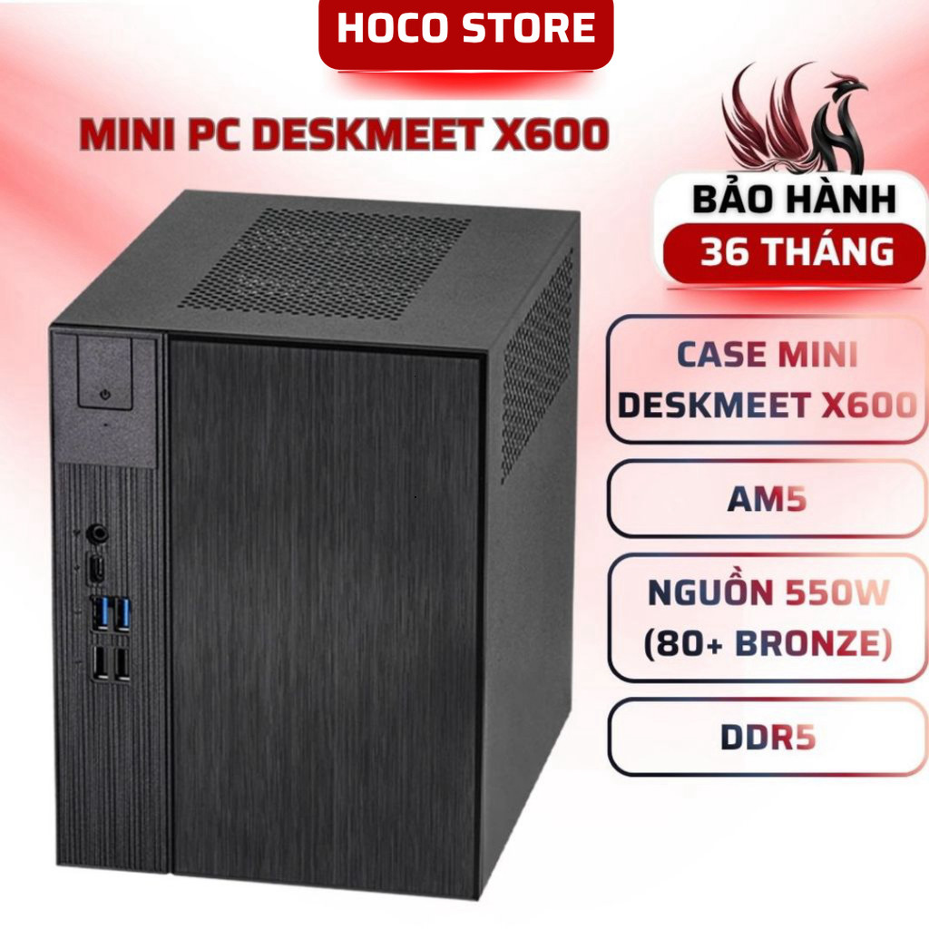 ASRock DeskMeet X600 Mini PC AM5 DDR5 Gen5 500W 8L (Case + PWR + MB ) - BẢO HÀNH 36 THÁNG - HOCOSTOR