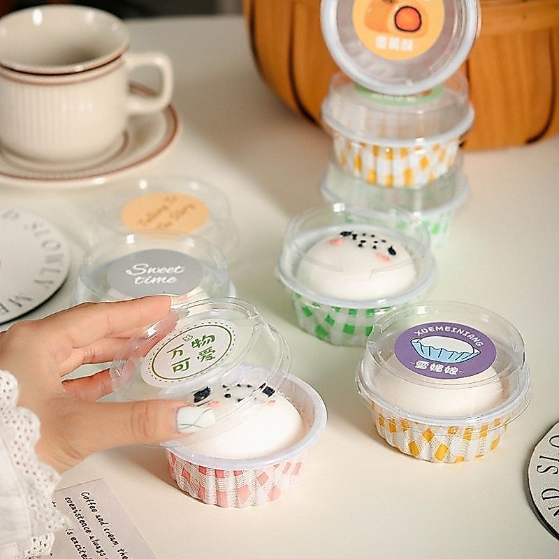 Ống hút Nướng Muffin Cup Puff Mousse Hộp đóng gói bánh H4S