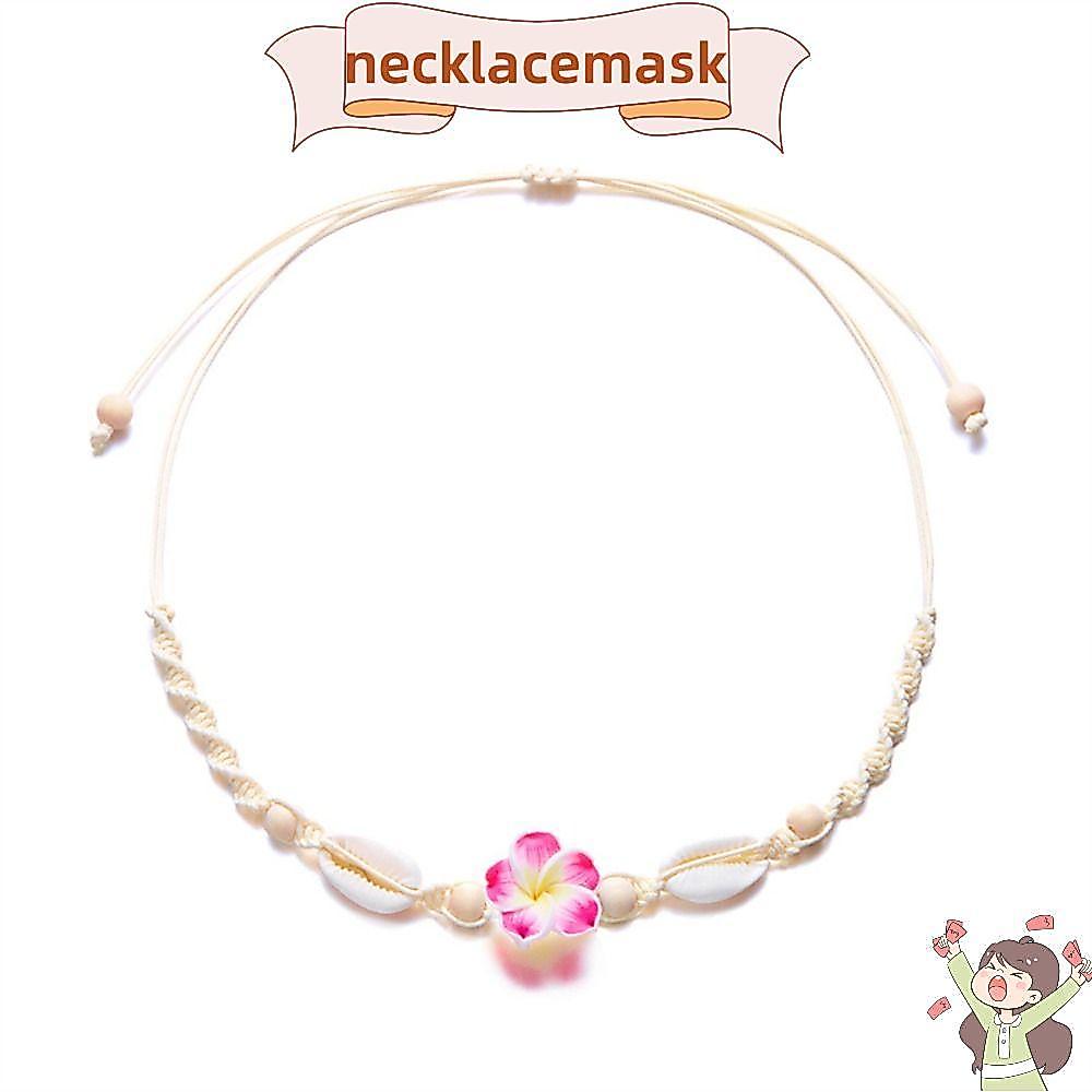 Vòng cổ vỏ NECKLACEMASK, Vỏ dây dệt tay Bohemian Choker, Hoa ngọt ngào thanh lịch Bohemian Chiều dài