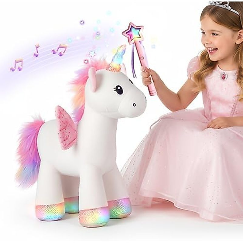 IPlay, iLearn Đồ chơi kỳ lân ma thuật sang trọng W / Cây đũa phép thần tiên điều khiển từ xa, Âm nhạ