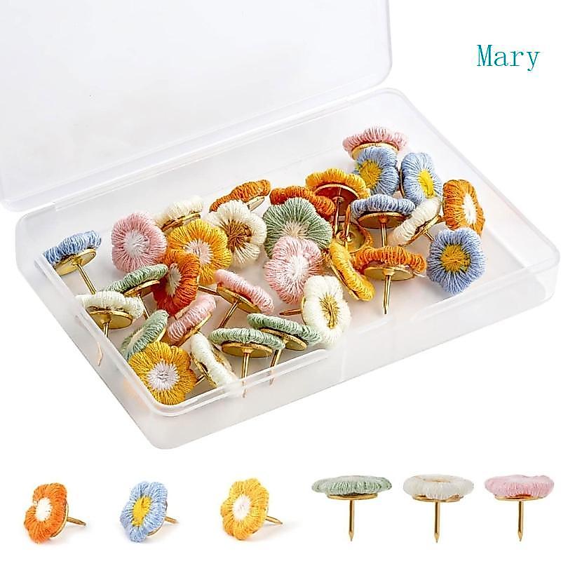 Mary 30 Chiếc Hoa Đẩy Chân Hoa Ngón Tay Cái Tacks Hoa Trang Trí Nút Chai Ban Tacks