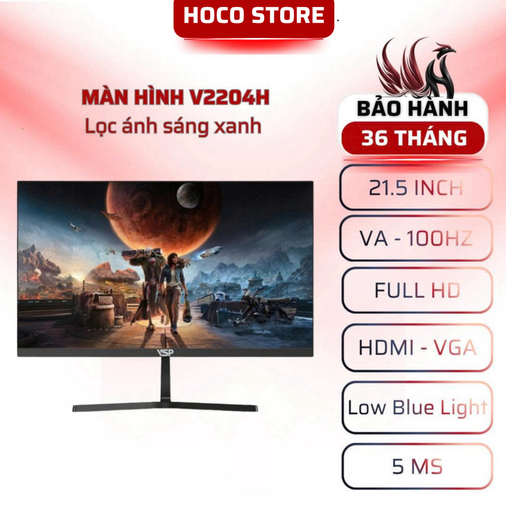 Màn Hình VSP V2204H (21.5 inch / VA / Full HD / 75Hz–100Hz / 4-5ms / HDMI + VGA) l HOCO STORE
