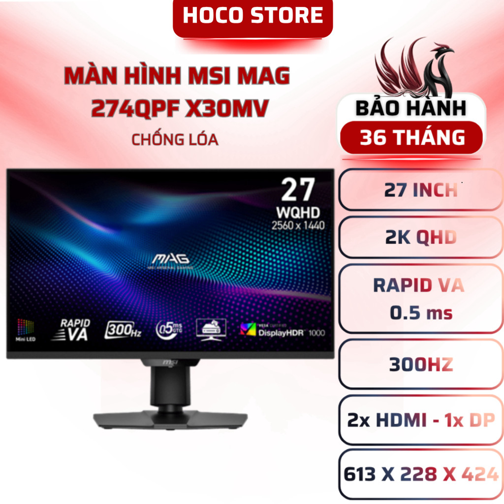 Màn Hình MSI MAG 274QPF X30MV 27" 2K 300Hz Mini-LED - BẢO HÀNH 36 THÁNG - HOCOSTORE