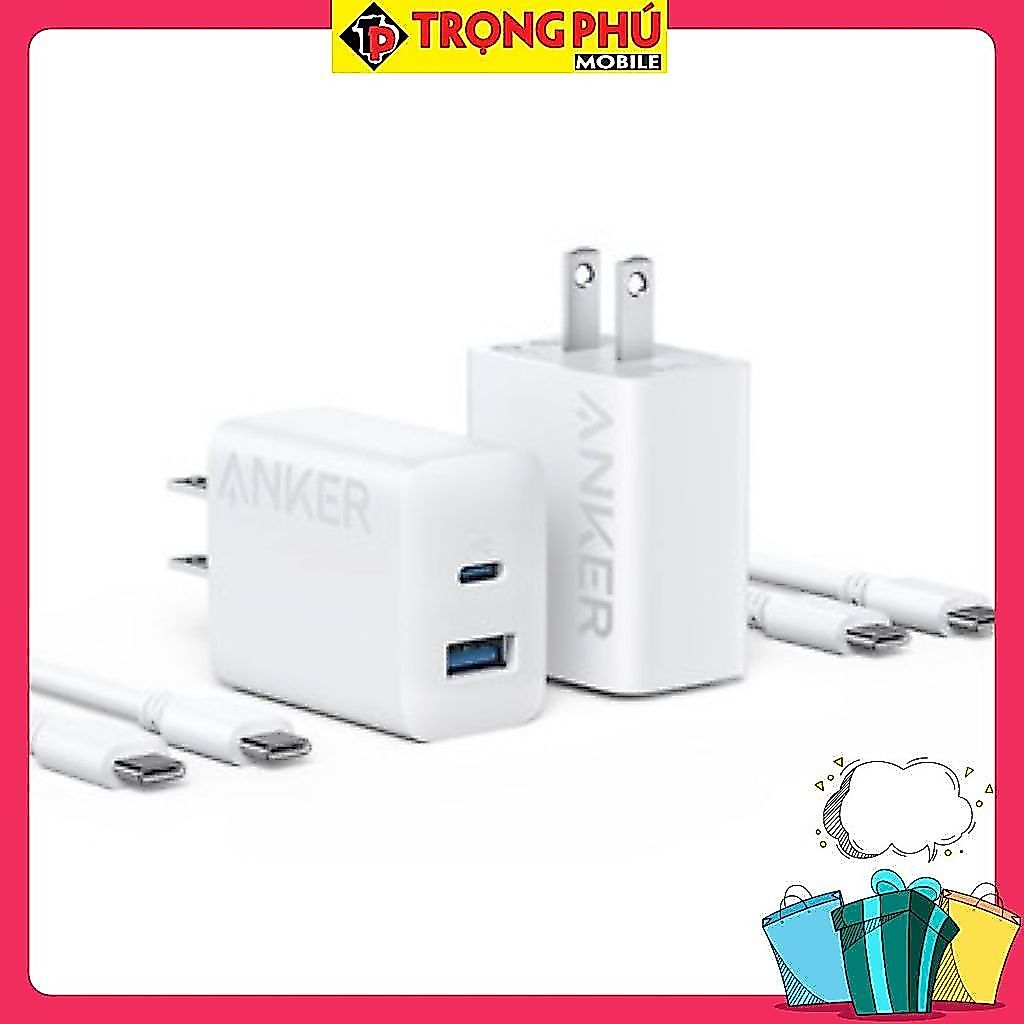 Bộ sạc TypeC-TypeC Anker 312 20W cốc sạc 2 cổng 1C1A B2348 kèm cáp TypeC - Chính ck