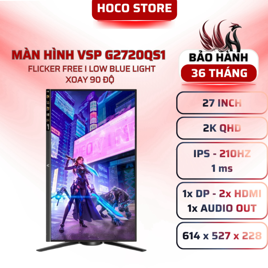 Màn Hình Gaming VSP G2720QS1 27" 2K IPS 210Hz 1ms - BẢO HÀNH 36 THÁNG - HOCOSTORE