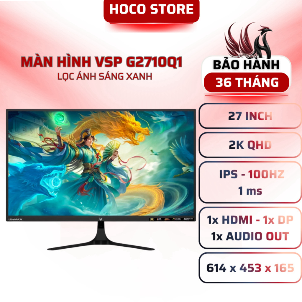 Màn Hình GAMING VSP G2710Q1 27" 2K IPS 100Hz 1ms FreeSync HDR - BẢO HÀNH 36 THÁNG - HOCOSTORE