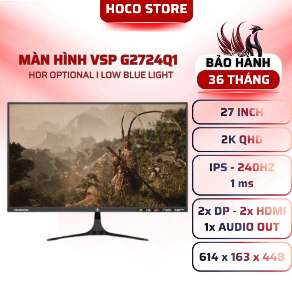 Màn Hình Gaming VSP G2724Q1 27" 2K IPS 240Hz 1ms - BẢO HÀNH 36 THÁNG - HOCOSTORE