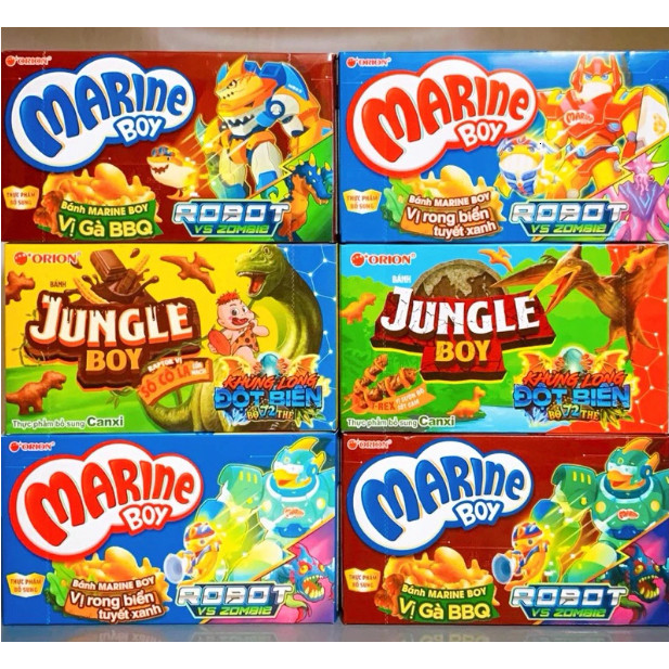 Thùng 20 Hộp Snack Bim Cá Marine Boy, Jungle Boy Đủ Vị x 35Gr -lananhmart