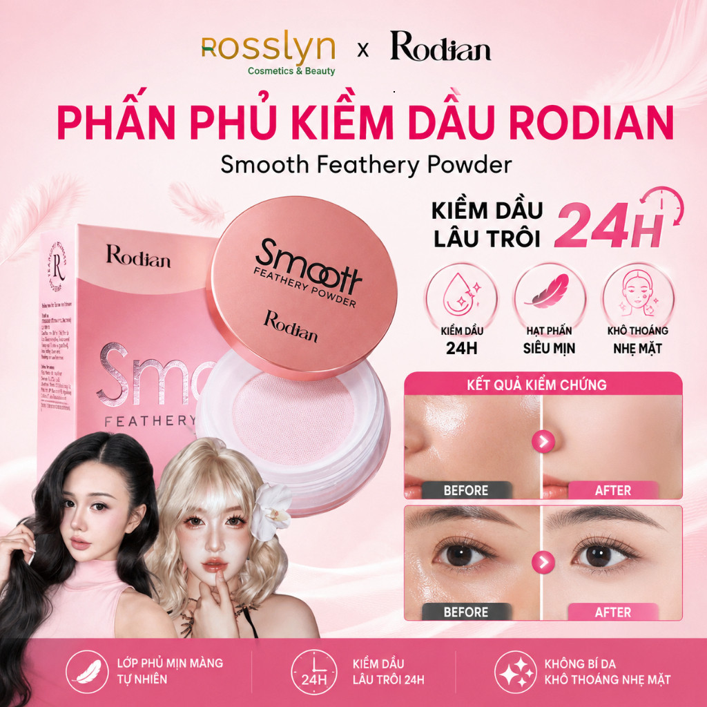 Phấn Phủ Bột Rodian Smooth Feathery Powder 10g - Kiềm Dầu, Chống Nước Và Không Mốc Nền B