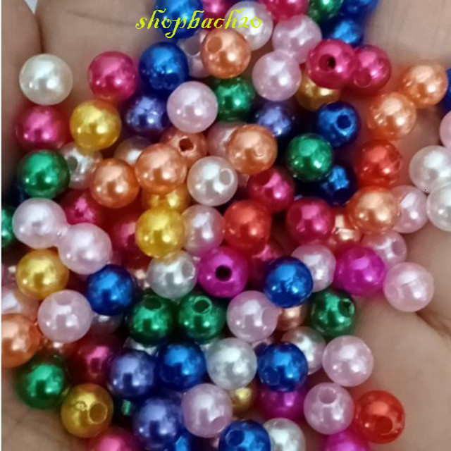 100-500gam hạt cườm, hạt bẹt, hạt châu nhựa đủ màu nhiều size 4-6-8-10-12mm