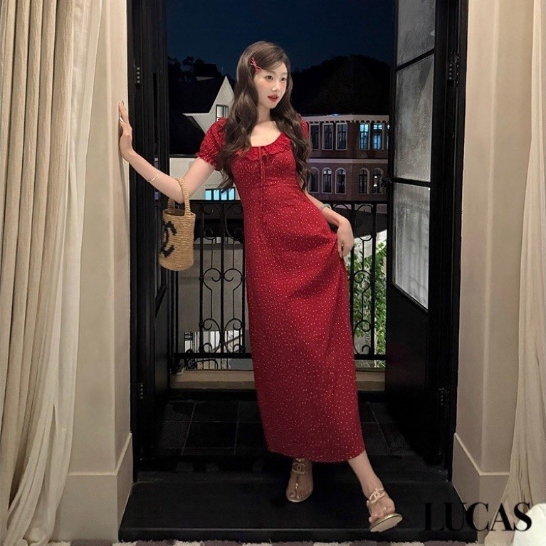 váy maxi đỏ mua ở lucas58