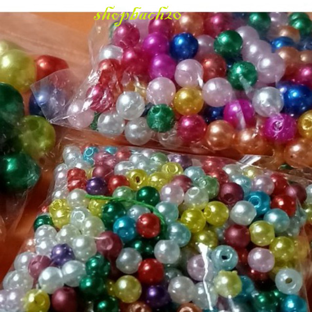 100-500gam hạt cườm, hạt bẹt, hạt châu nhựa đủ màu nhiều size 4-6-8-10-12mm