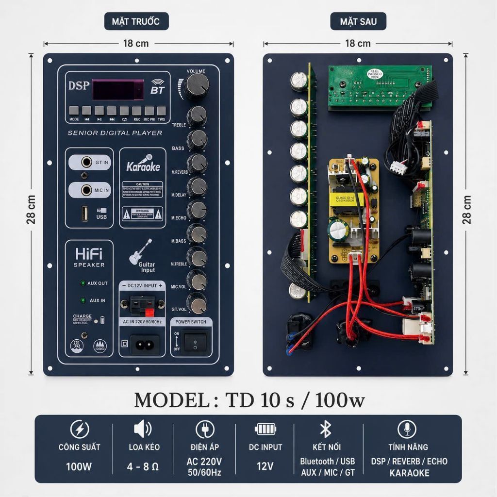 Mạch Loa Kéo 18×28 Có Rever DSP Mẫu Ngẫu Nhiên TuyTheo Lô Về