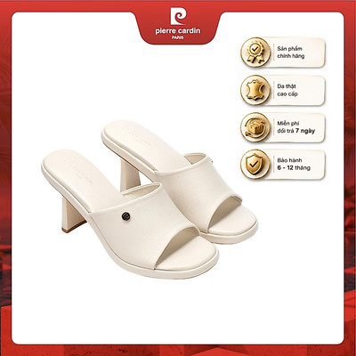 Dép cao gót nữ 9cm Pierre Cardin quai ngang gót vuông dẹt thời trang 281