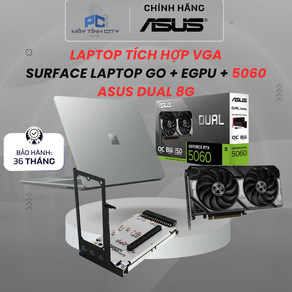 Laptop + Vga Asus 5060 Dual 8G + Dock eGPU OcuLink ADT-Link F9G + Surface Laptop Go – Core i5 1035G1