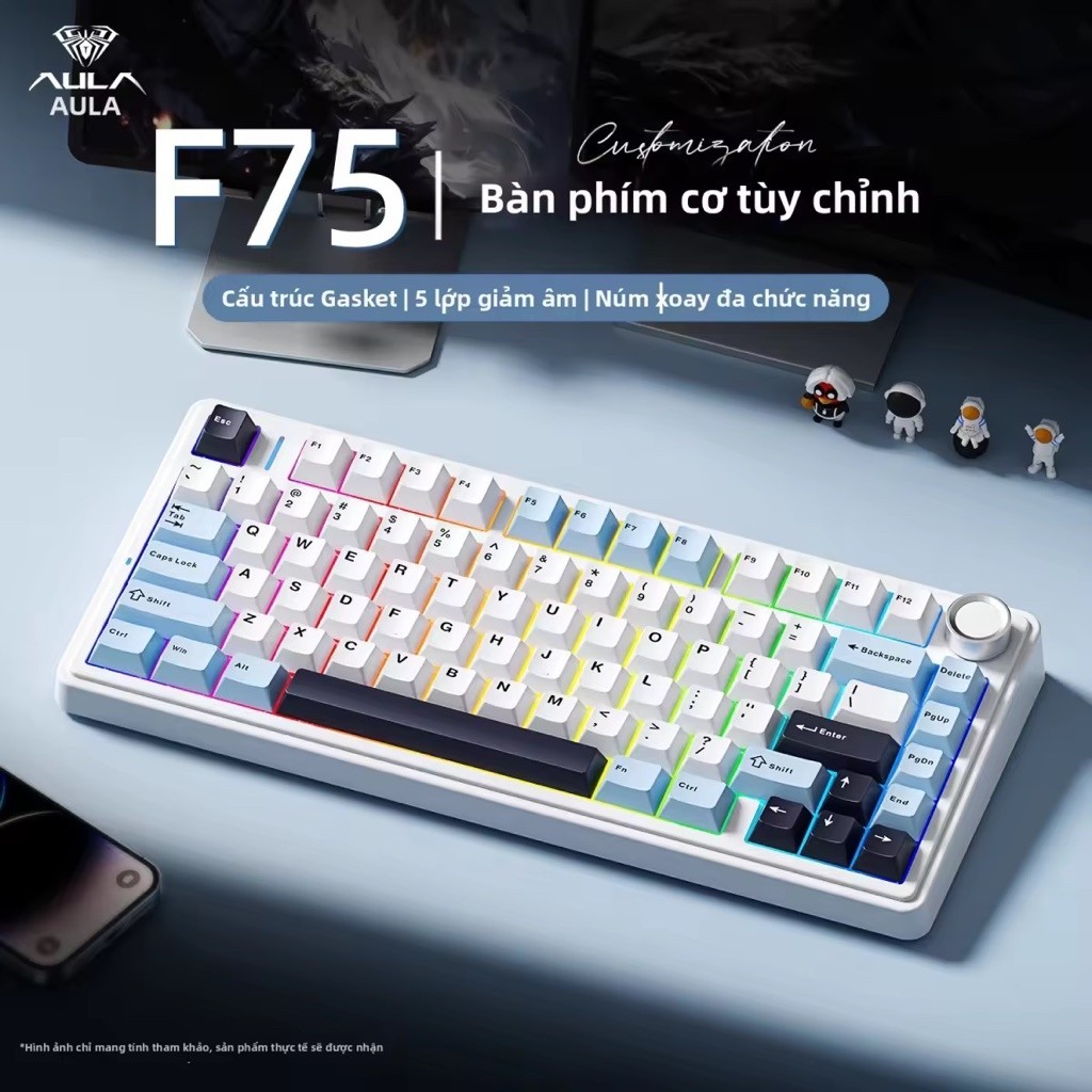 Bàn phím cơ Aula F75 3 mode kết nối tặng kèm keycap topo