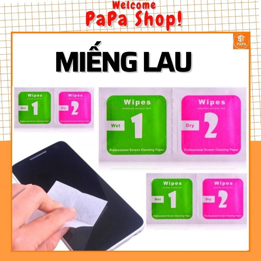 Khăn lau 1 và 2 mếng lau vệ sinh màn hình điện thoại