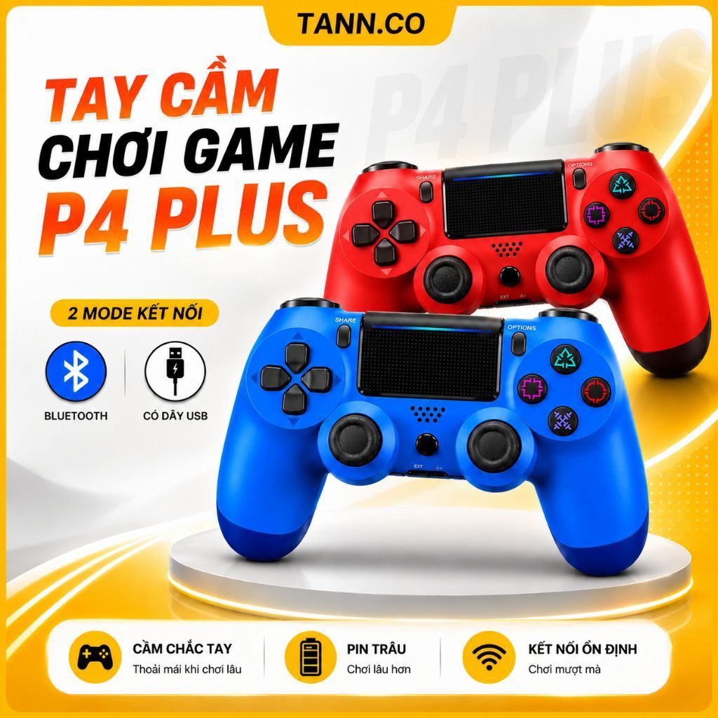 Tay Cầm Chơi Game Không Dây P4 Plus Bluetooth ,Tay cầm chơi game fifa online 4 P4 Plus Kết Nối PC, L