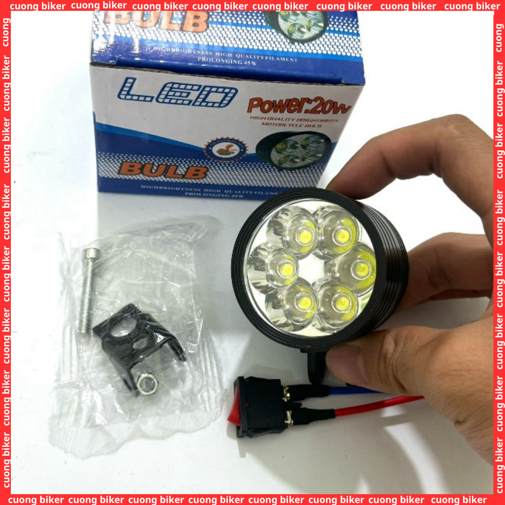 đèn trợ sáng l6 ngắn mini thiết kế thông minh, sáng mạnh lắp xe máy, xe điện cuongbiker