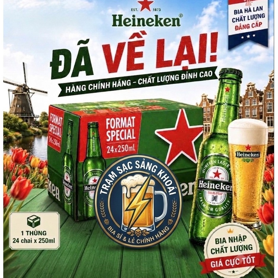 [NHẬP KHẨU PHÁP] Bia Ken Pháp - Thùng 20&24 chai 250ml