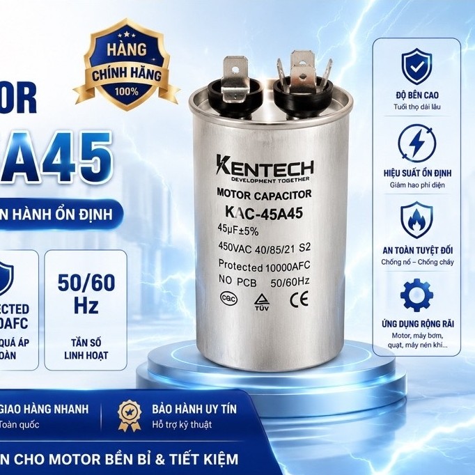 Tụ Điện Motor KENTECH KAC – Tụ Ngậm Máy Bơm, Motor, Quạt
