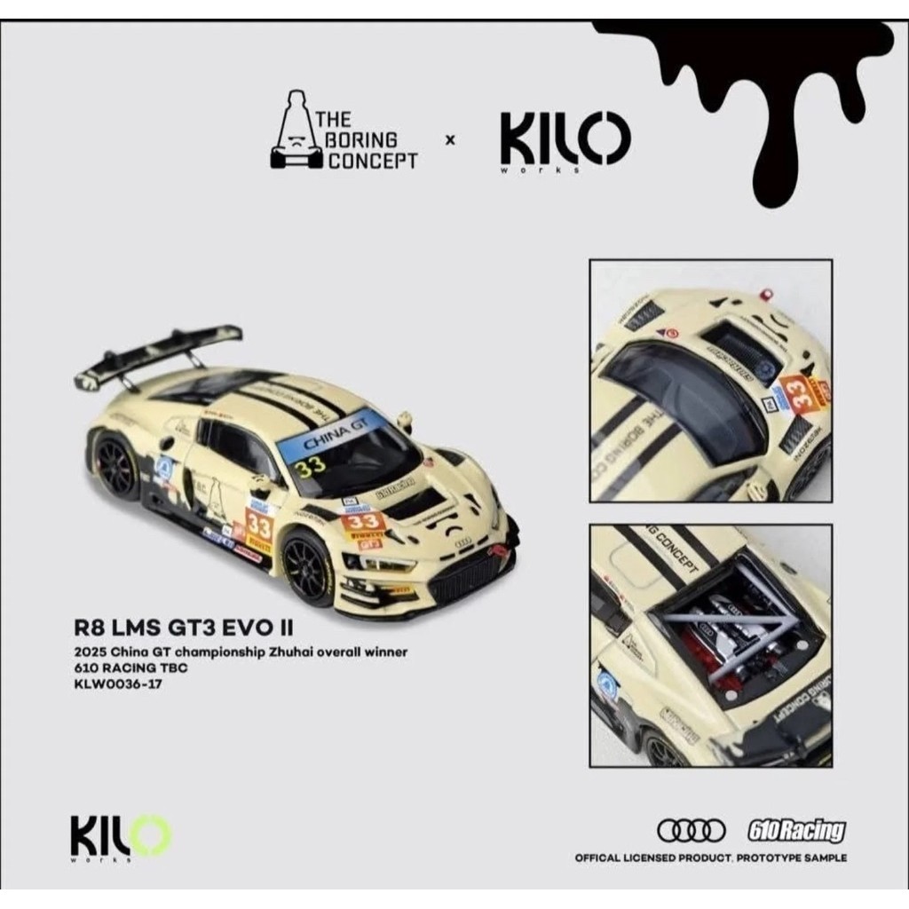 Xe Mô Hình 1:64 Audi R8 LMS GT3 The Boring Concept (China GT #33) TBC