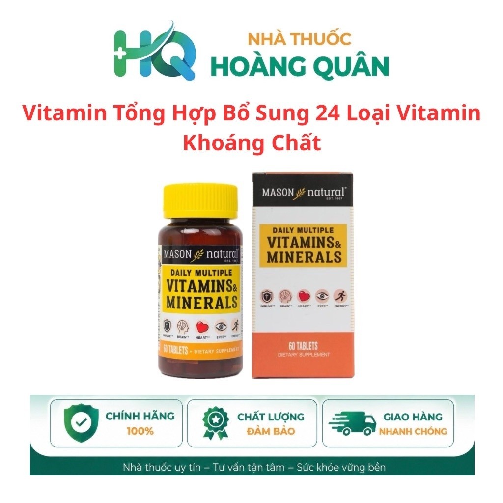 Vitamin Tổng Hợp Mason Natural Daily Multiple Vitamins With Minerals 60 Viên/Hộp