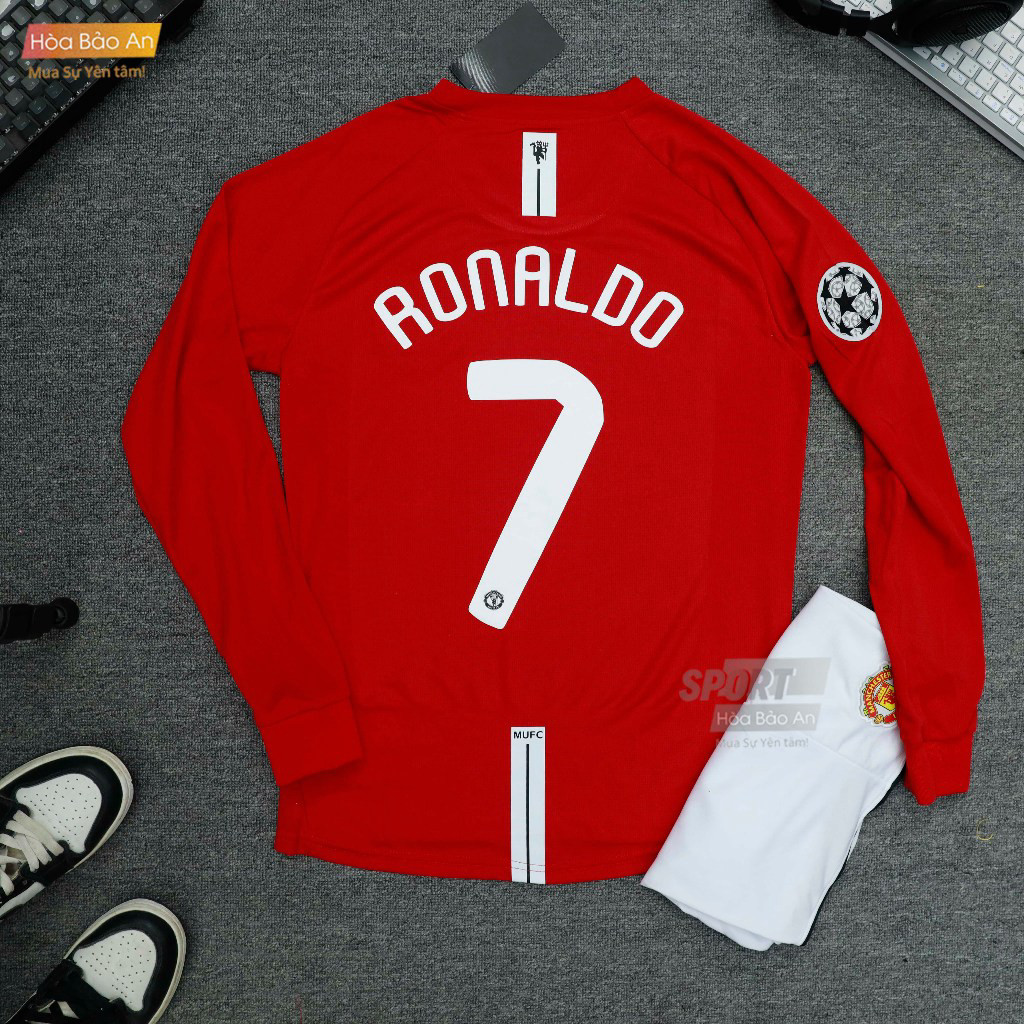 Bộ Quần Áo Bóng Đá MU 2008 Tay Dài Ronaldo 7 – Manchester United Final C1 Moscow AIG