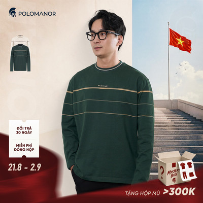 [DEAL SỐC 6.6] Áo thun nam tay dài cổ tròn cao cấp JACKSON, BST HOLIDAY SEASON, Chất liệu Cotton 2C - POLOMANOR