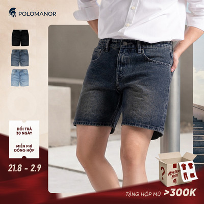 Quần short nam, Chất liệu Jean Cao Cấp, Form Regular thoải mái, linh hoạt - POLOMANOR