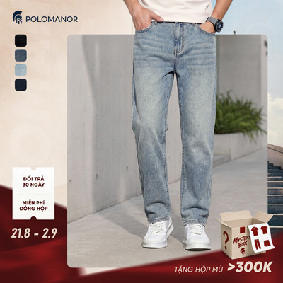 [DEAL LỄ 2/9] [BEST SELLER] Quần jean nam ống rộng POLOMANOR, BST THE REAL JEANS, form Straight thoải mái