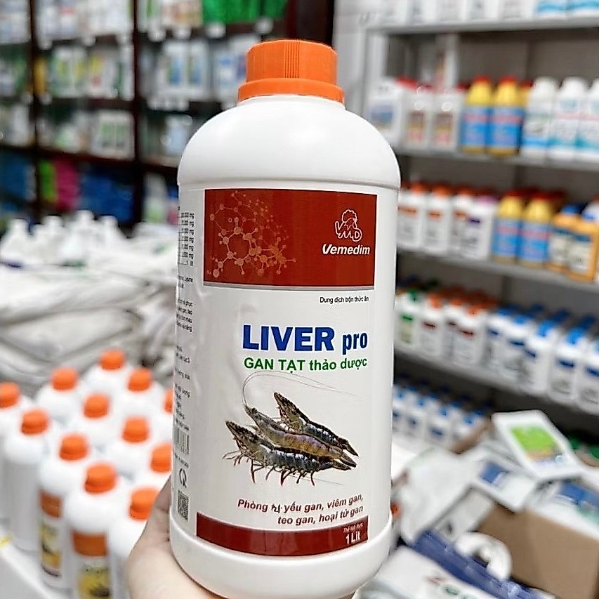 LIVER PRO Vemedim chai 1 lít Gan Tạt Thảo Dược Giúp Tôm, Cá Phát Triển Tốt (Chai 1 Lít)