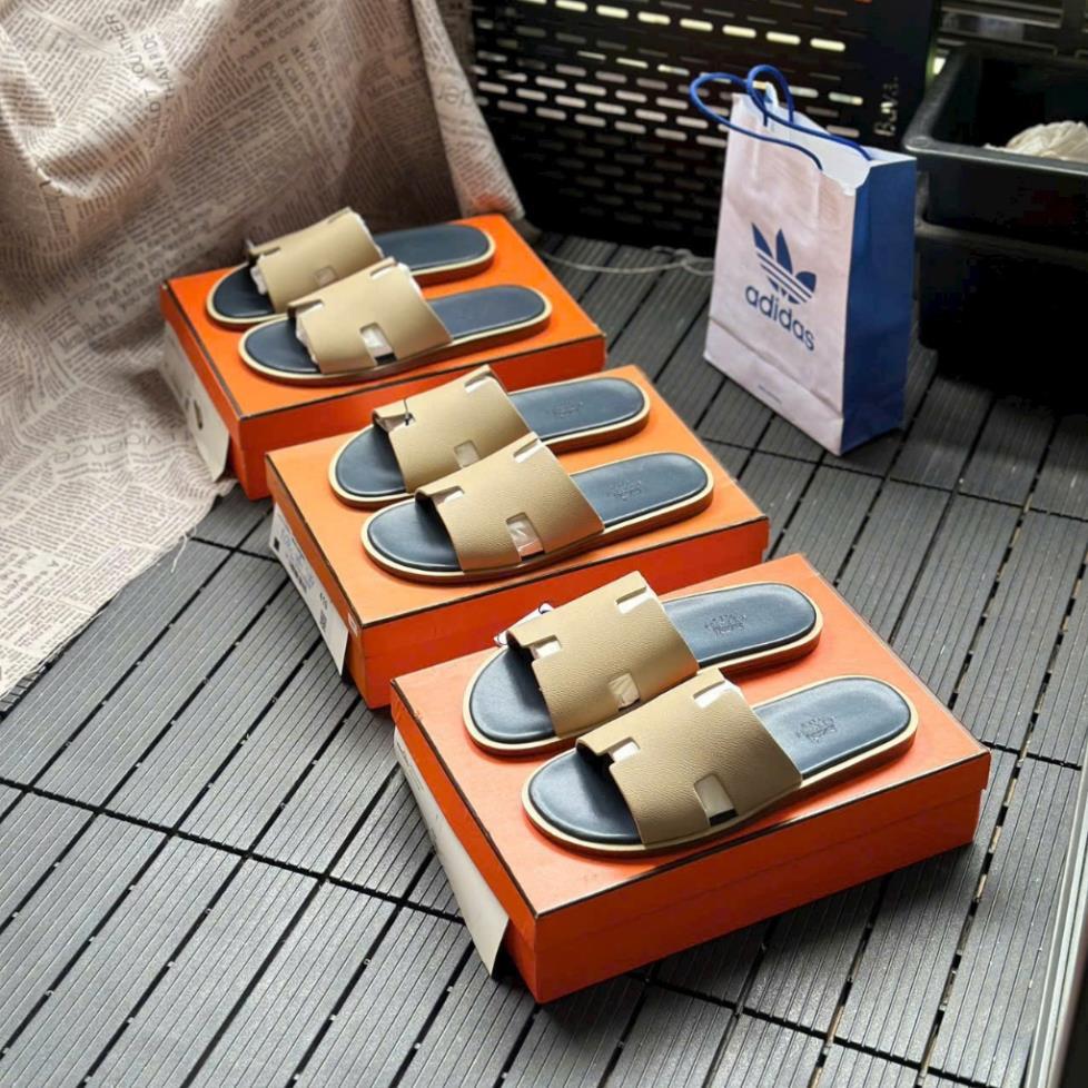 Dép HM Izmir Sandal Beige Lining Dark Blue (DHM10), Dép HM Quai Kem đế xanh