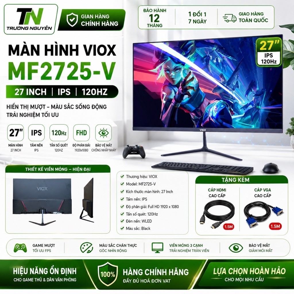 Màn Hình VIOX MF2725-V 27 Inch IPS Full HD 120Hz – Màn Hình Gaming, Văn Phòng, HDMI + VGA