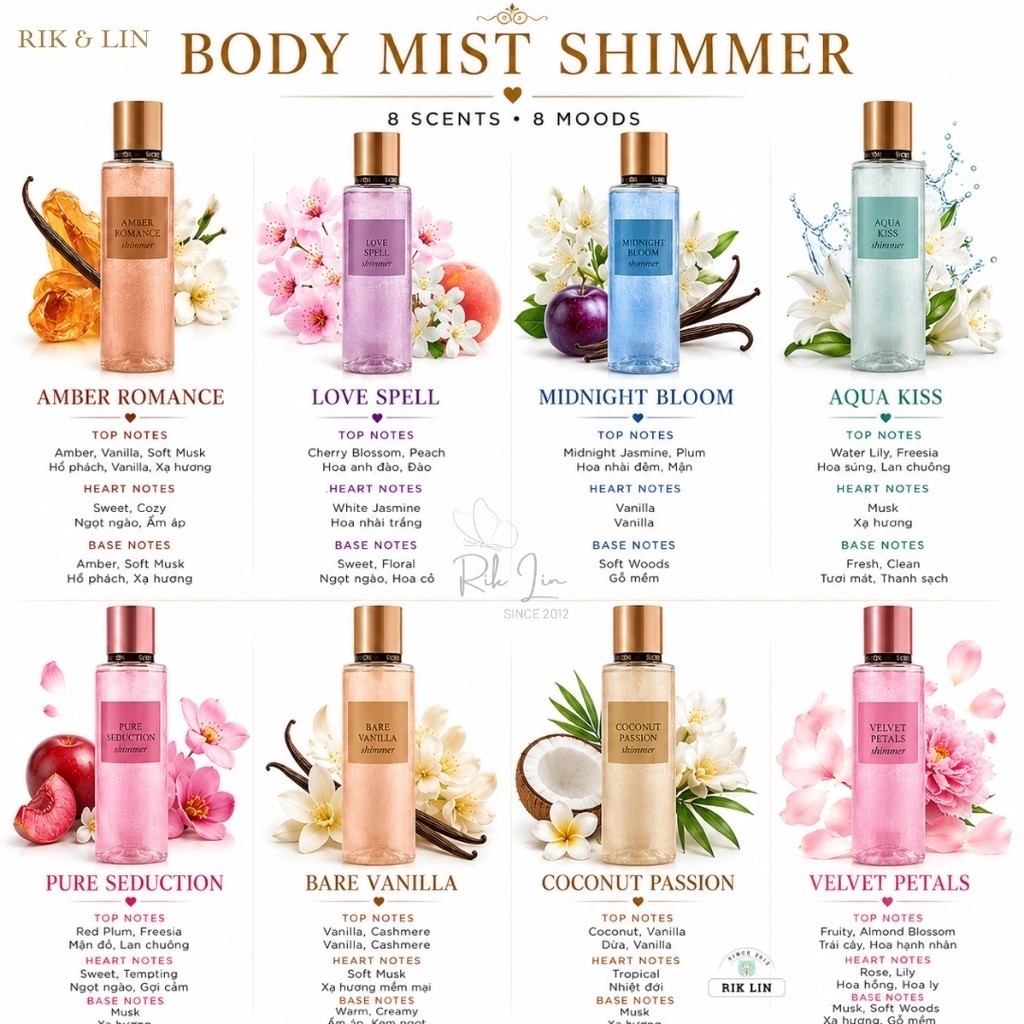 Nhiều mùi VELVET PETALS SHIMMER | PURE SEDUCTION SHIMMER |BARE VANILLA |LOVE SPELL |WARM COZY SHIMME