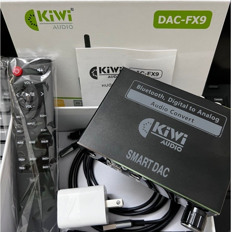 Bộ chuyển quang âm thanh Kiwi Dac. FX9 có remote chỉnh bass treb, có cổng hdmi arc