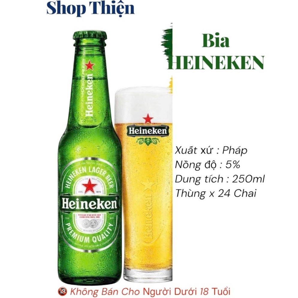 Hoả tốc HCM [Date 2027]Thùng 24 Chai Bia Heineken Pháp 250ml/chai 5% Lager Đẳng Cấp Toàn Cầu